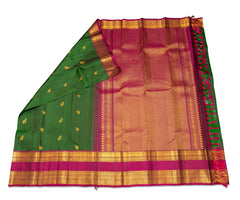 Pine Green Kanjivaram Saree with Magenta Pallu