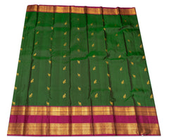 Pine Green Kanjivaram Saree with Magenta Pallu