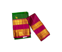 Pine Green Kanjivaram Saree with Magenta Pallu