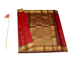 Reddish Brown Kanjivaram Saree with Coffee Border