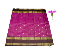 Magenta color Kanjivaram Saree with coffee brown Pallu and Border