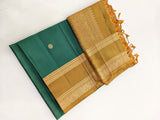 Bottle Green Retta Pettu Soft Silk Saree with Honey Pallu