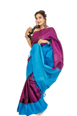 Plum Purple Kanjivaram Saree with Embroided Blouse