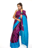 Plum Purple Kanjivaram Saree with Embroided Blouse