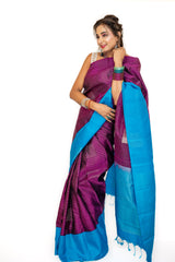 Plum Purple Kanjivaram Saree with Embroided Blouse