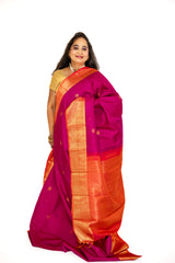 Paprika Red Kanjivaram Saree with Gold Zari Border