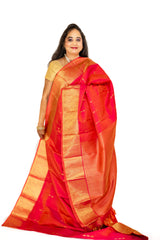 Cherry Red Kanjivaram Saree with Paprika Border