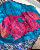 Electric Blue Bengal Raw Tussar Saree with Blouse sz 36