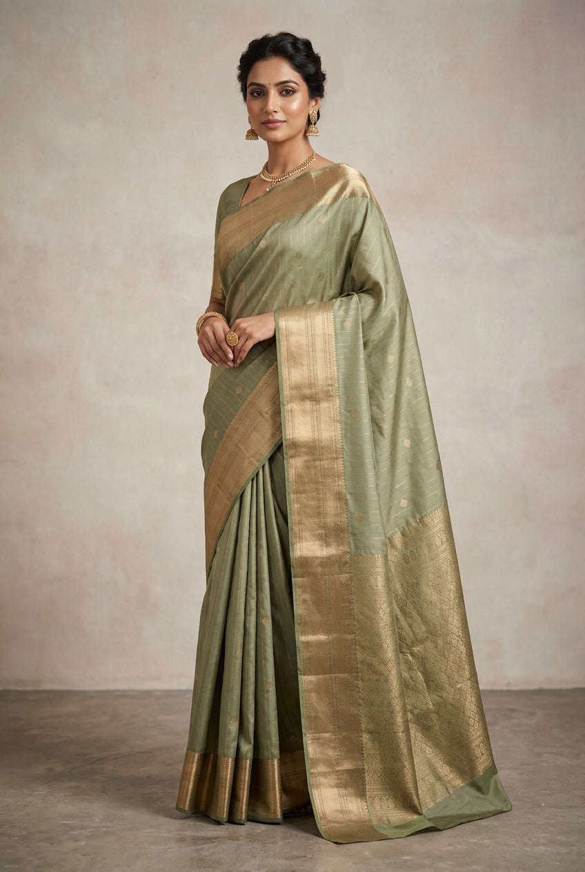 Pistachio Green Kanjivaram Saree