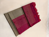 Moss Green Retta Pettu Soft Silk Saree with Magenta Pallu