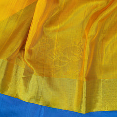 Haldi Yellow Soft silk saree with blue pallu