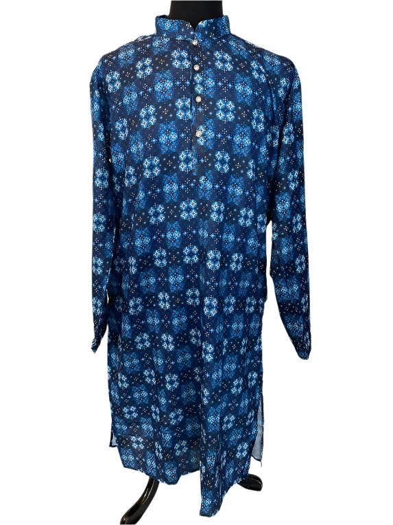 Dark Blue Men's Cotton Kurta