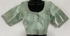 Green Aari silk blouse, Ready-made blouse, Aari work blouse, Green