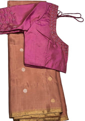 Peru Brown soft silk saree with blouse