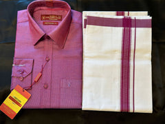 Men's Dhoti/Vesti and magenta shirt set