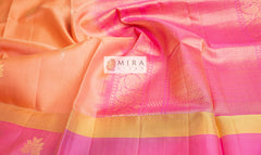 Peach Soft silk Saree with pink pallu