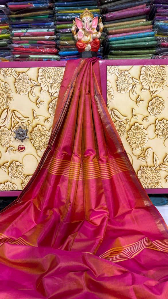 Pink Bengal Silk Saree
