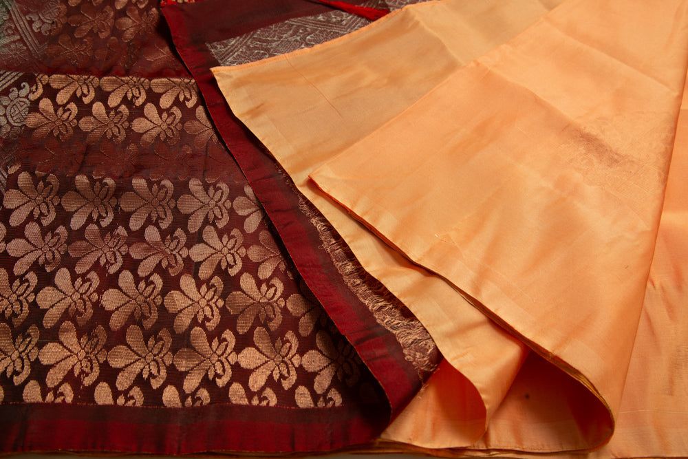 Apricot Yellow Soft Silk With Saree With Stitched Blouse