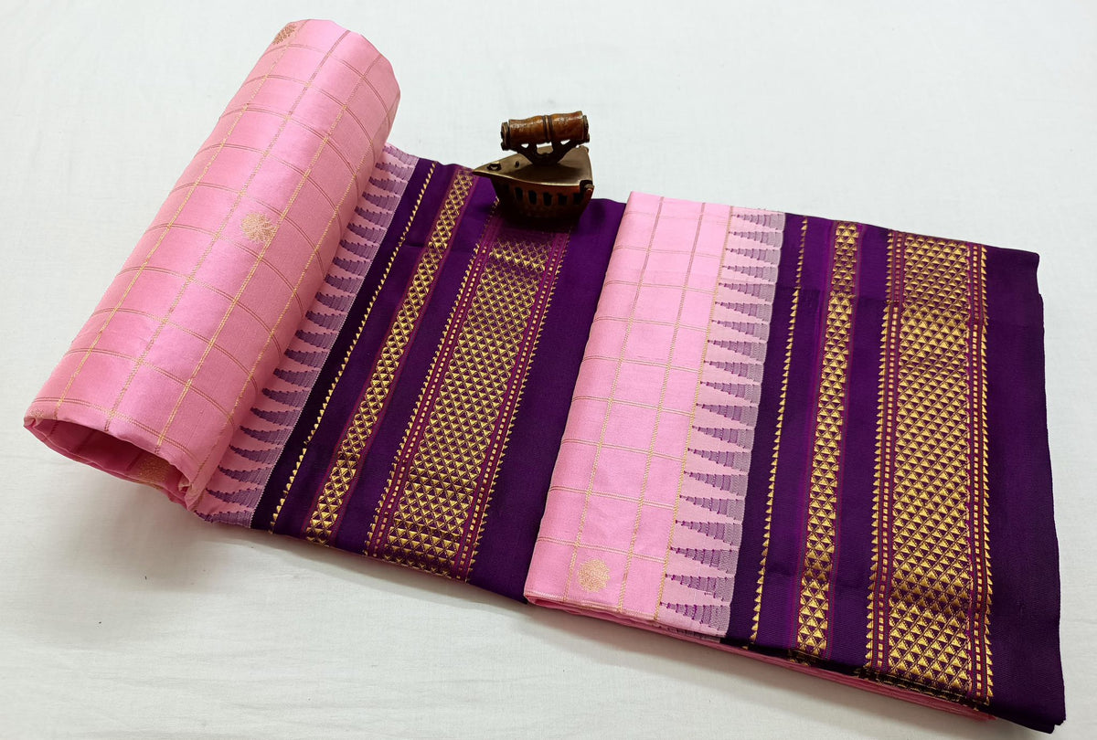 Baby Pink Irkal Silk Saree with Rich Kanchi Pallu