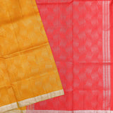 Bamboo Orange Soft silk with stitched blouse - MIRASILKS Bamboo Orange Soft silk with stitched blouse 