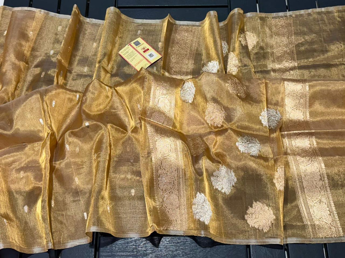 Brass Gold Tissue Organza Saree