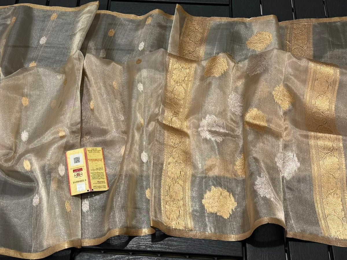 Champagne Gold Tissue Organza Saree