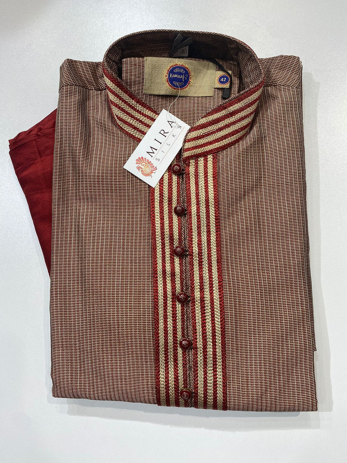 Coffee Shade Men's Kurta - Size42