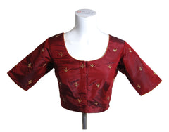 Burgundy Designer Blouse with Gold Sequins Embroidery