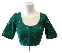 Green Designer Blouse with Gold Sequins Embroidery