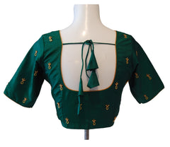 Green Designer Blouse with Gold Sequins Embroidery