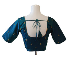 Peacock Blue Blouse with Gold Sequins Embroidery