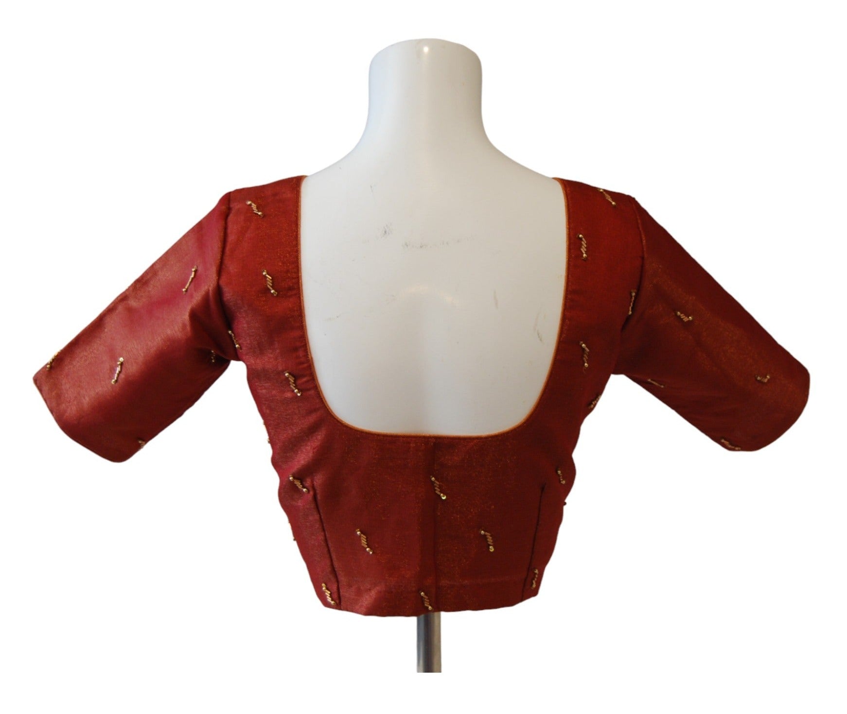 Copper Red Blouse with Gold Embroidery