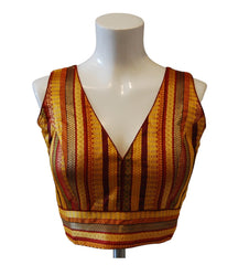 Banarasi Readymade Blouse with Wine, Orange, Gold Combo