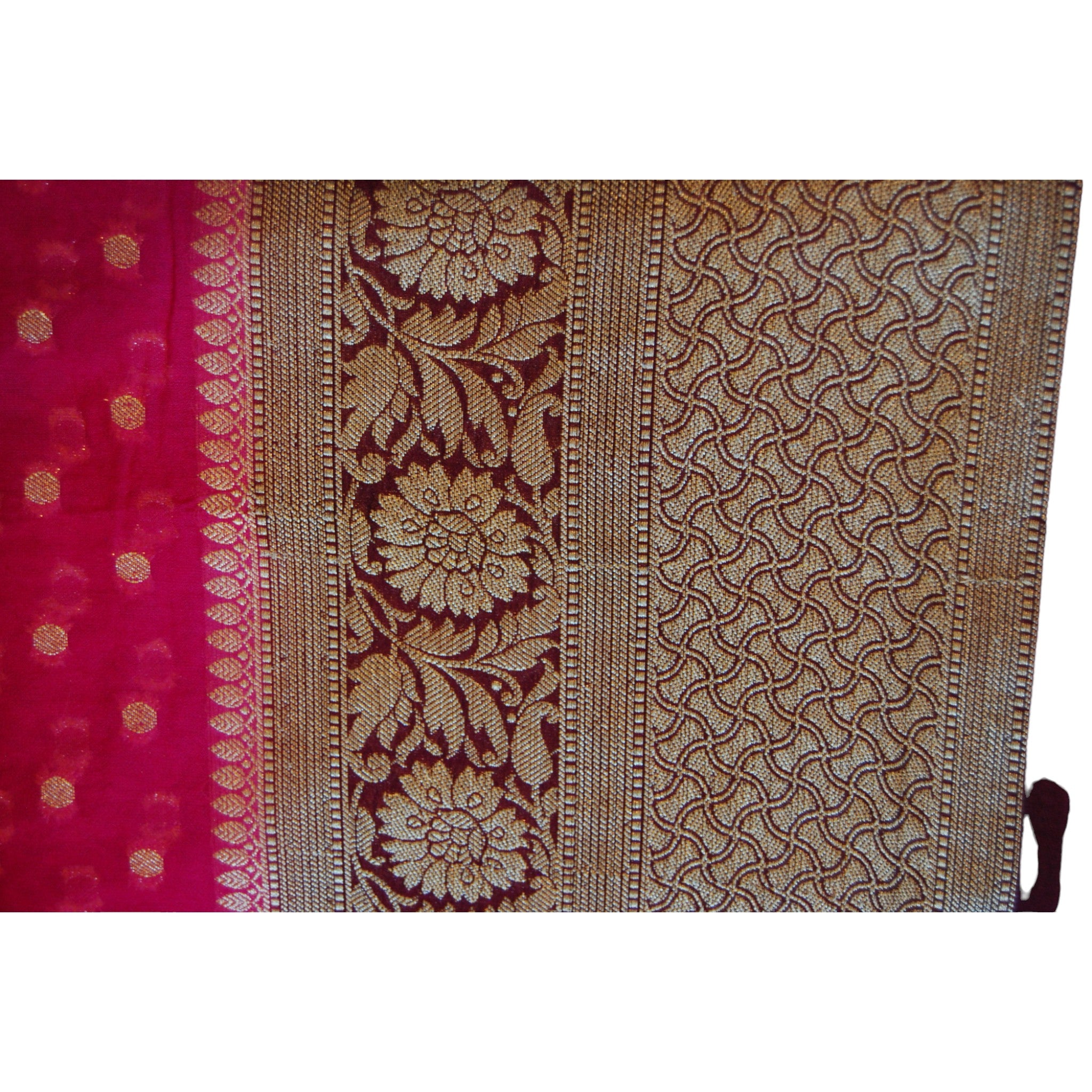 Deep Pink Banaras Saree With Wine Border