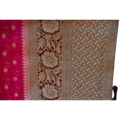 Deep Pink Banaras Saree With Wine Border