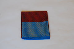 Rust Orange Banarasi Semi Silk Saree with Midnight Blue Border