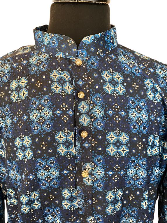 Dark Blue Men's Cotton Kurta