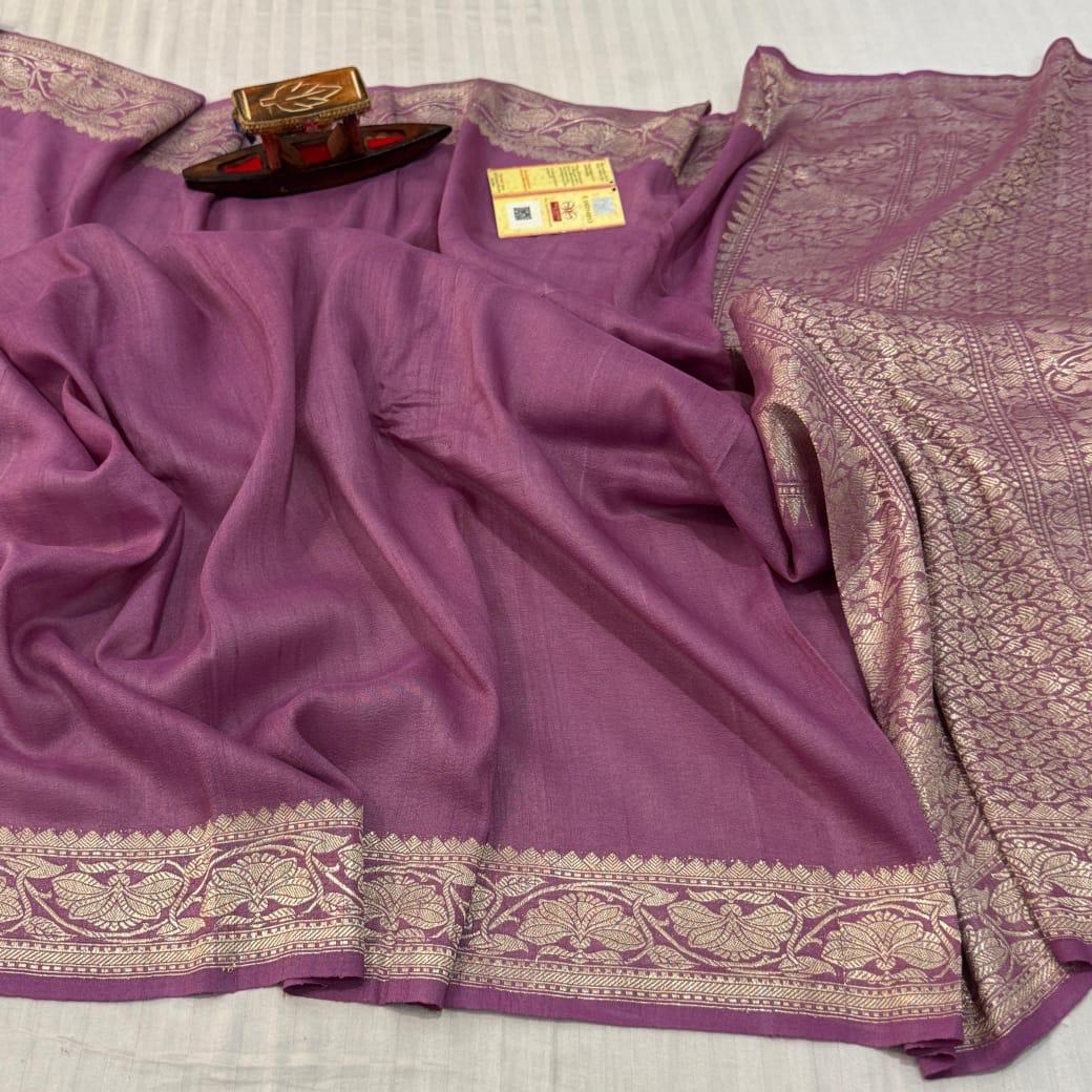 Dark Mauve Banarasi Silk Saree