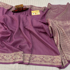 Dark Mauve Banarasi Silk Saree