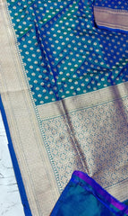 Electric Blue Banara Katan Jaal Saree
