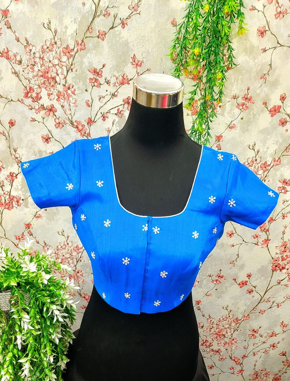 Electric Blue Saree Blouse with Butta Work