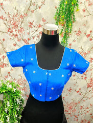 Electric Blue Saree Blouse with Butta Work