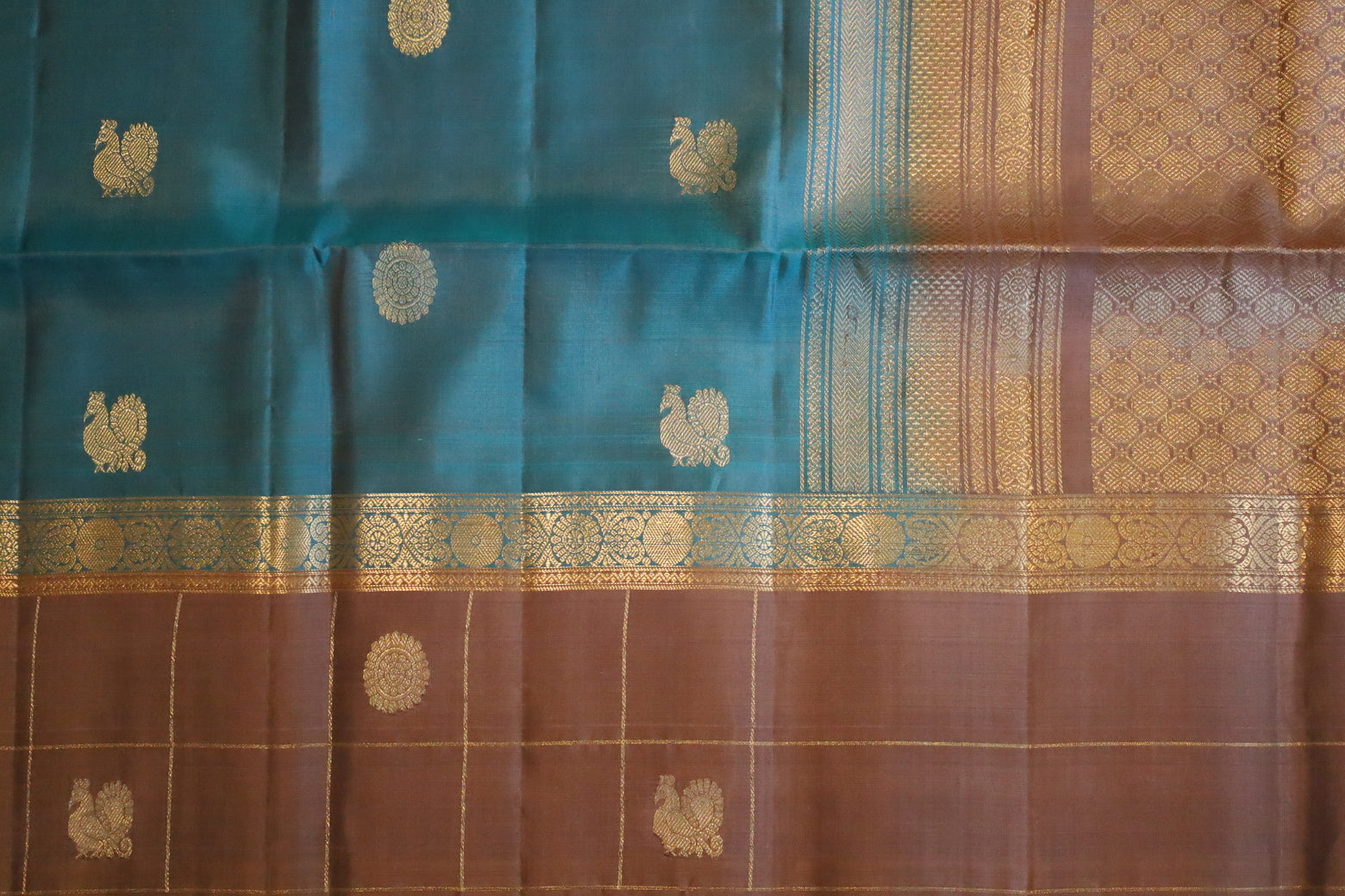 French Blue Soft Silk Saree With Grey Pallu 1