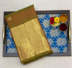 Hazel Kanjivaram Saree With Broad Zari Border