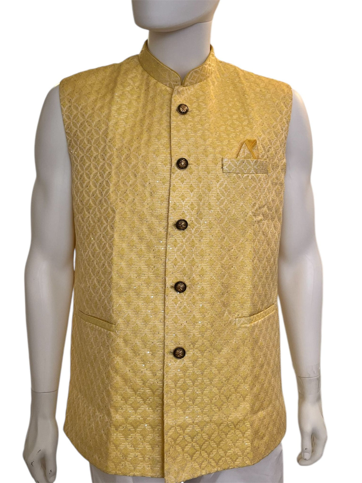 Indian Ethnic Men's Light Yellow Jacket