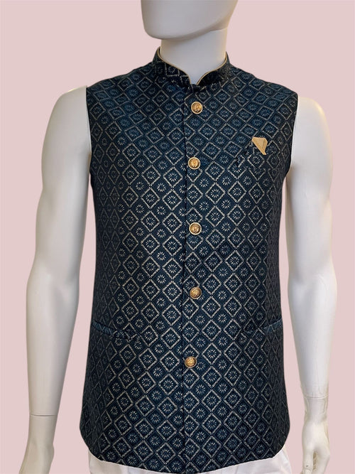 Indian Ethnic Men's Dark Green Jacket - MIRASILKS Indian Ethnic Men's Dark Green Jacket 