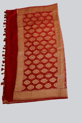 Red Georgette Bandhini design Banarasi wedding saree