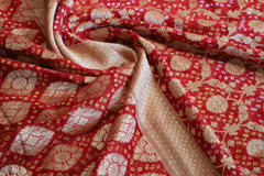 Red Georgette Bandhini design Banarasi wedding saree