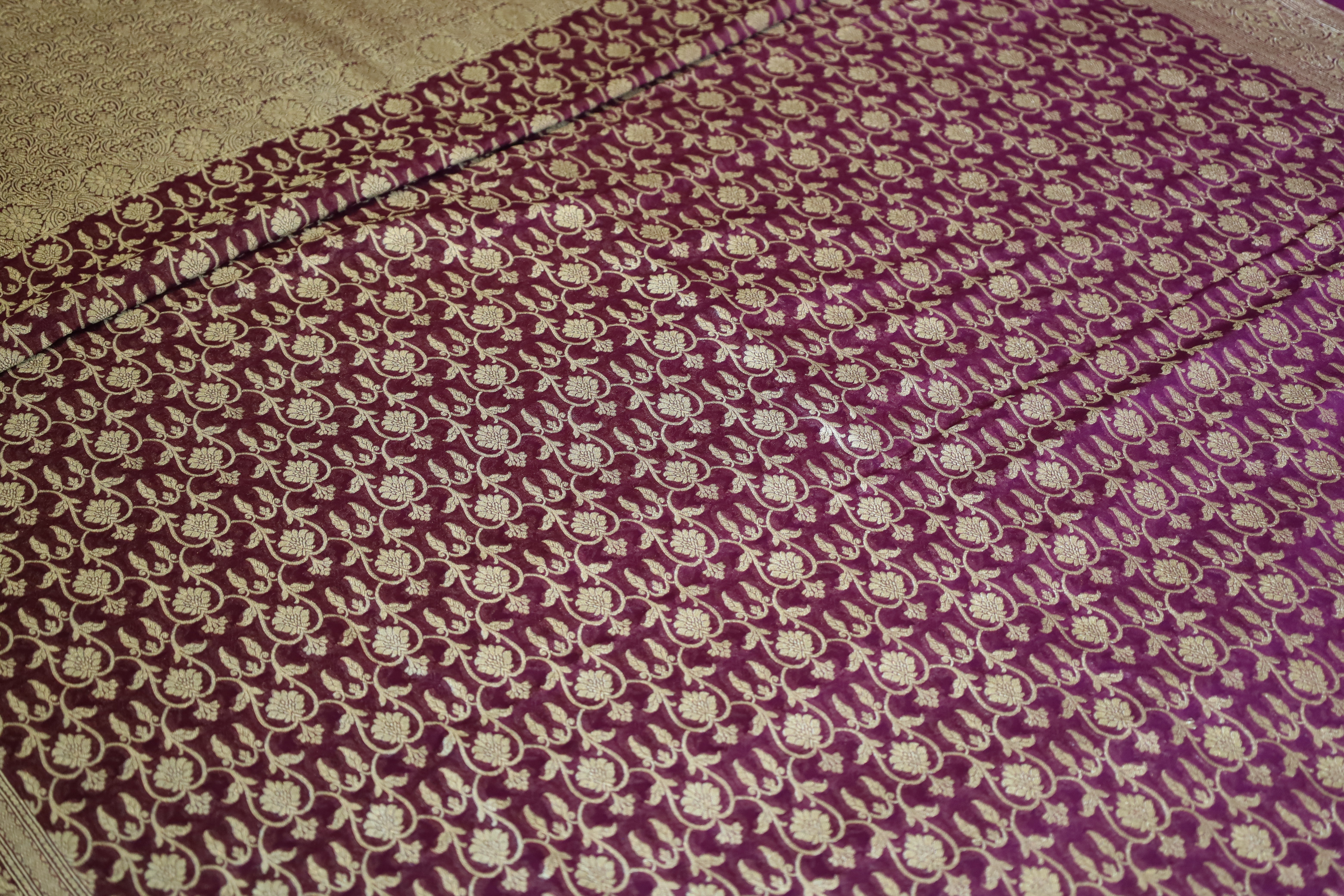 Deep Wine Georgette Design Banarasi saree