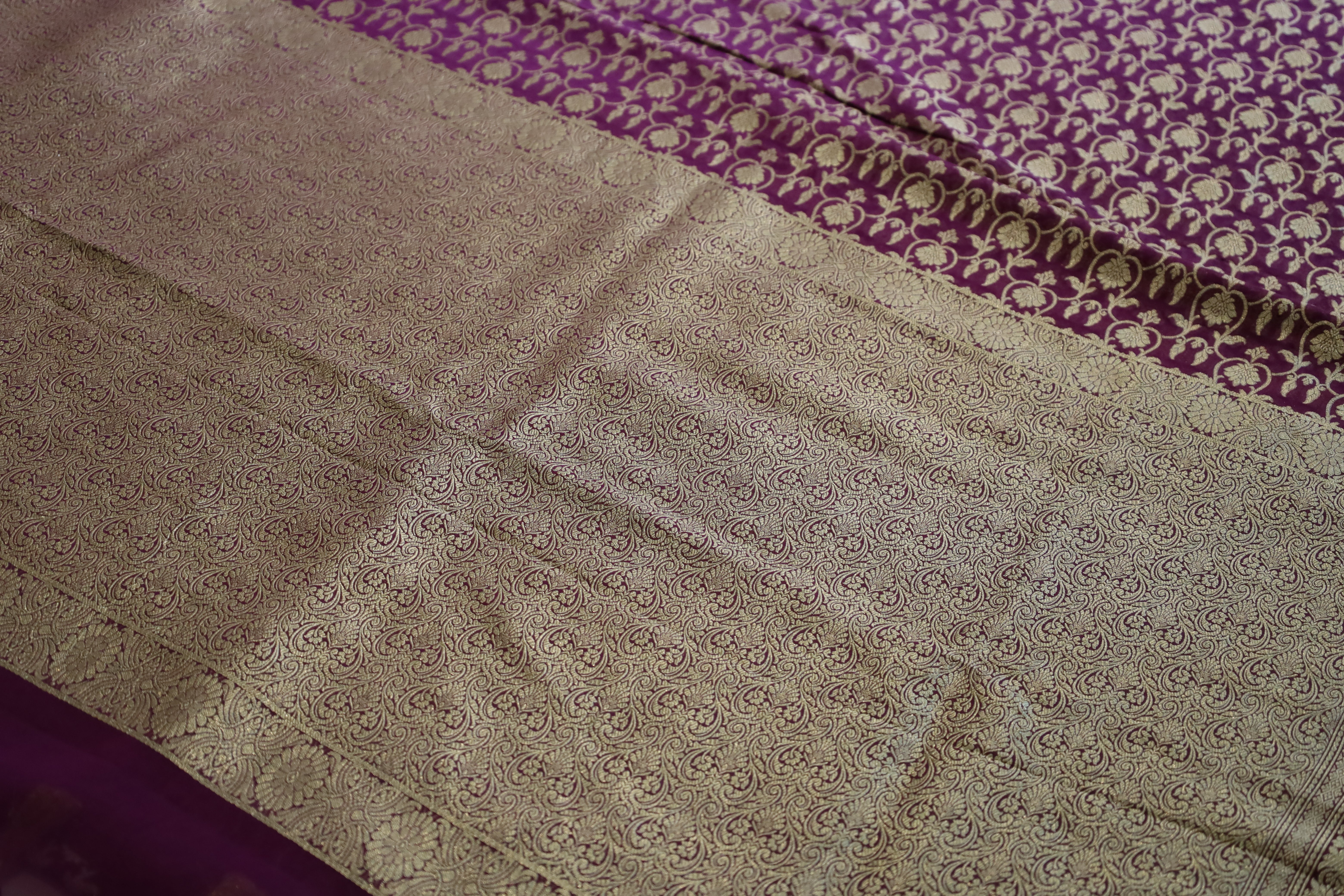 Deep Wine Georgette Design Banarasi saree